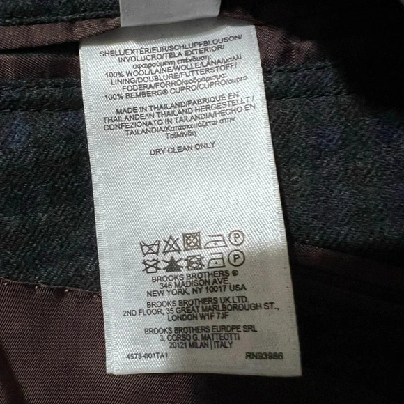 Brooks Brothers Blazer Mens 44R Regent Fit Reda Wool Blue/Gray/Brown Plaid EUC - Picture 11 of 13